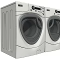 Two White Front Loading Washing Machines With Top Control Panels And Modern Design