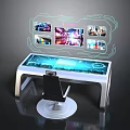 Interactive Tech Table With Touchscreen Surface Floating Digital Screens And Modern Display Setup 3d model