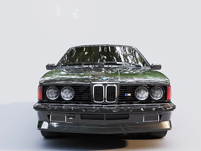 Vintage Green BMW Classic Car Front View With Sporty Design And Chrome Grille Details 3d model