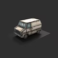 Old White Van With Worn Exterior Shabby Paint And Rusty Details