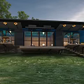Modern Container Guesthouse With Large Windows Wooden Deck And Green Lawn