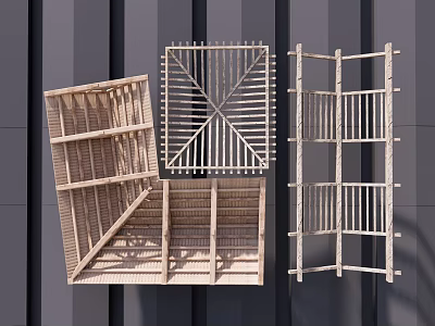 Wooden Grid Ceiling Frames With Various Design Patterns For Interior Decoration 3d model