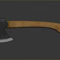 Vintage Metal Axe With Smooth Wooden Handle On Dark Reflective Background