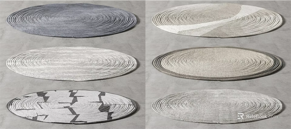 Round Rugs With Modern Textured Patterns And Neutral Tones For Home Decor 3d model