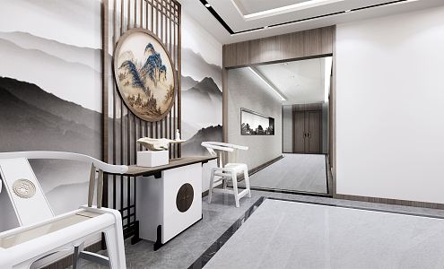 New Chinese Aisle Office Space Second Floor Restaurant Corridor 3d model