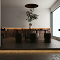 Elegant Hotel Lobby Interior With Circular Ceiling Light Stone Art And Reception Desk 3d model