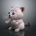 Cute White Kitten Plush Toy With Blue Eyes Sticking Out Tongue