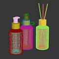 Plastic Bottles With Yellow Caps For Liquid Soap Lotion And Reed Diffuser