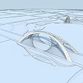 Modern Arch Bridge With Cable Stayed Structure Over Water And Traditional Pagoda View 3d model