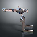 Mechanical Weapon with Copper Pipes and Metal Components on Bracket Base Design 3d model