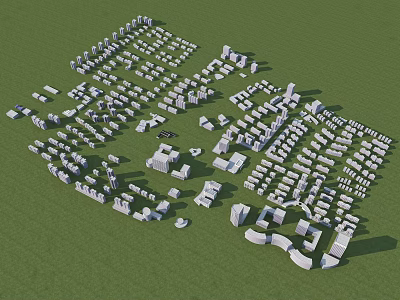Detailed Urban Architecture Model With White Buildings And Green Landscape Layout 3d model