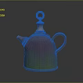 Artistic Teapot Sculpture Carving With Gradient Red Green Finish And Ornate Handle