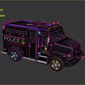 Tactical Black Armored Police Vehicle With Emergency Lights And Department Badging