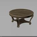 Round Wooden Coffee Table With Ornate Carved Legs For Living Room Furniture