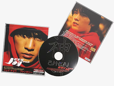Photo Wall Featuring Jay Album CD Covers Disc And Asian Male Portrait Art 3d model
