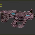 Sci Fi Weapon Design With Golden Intricate Carvings And Blue Glowing Elements