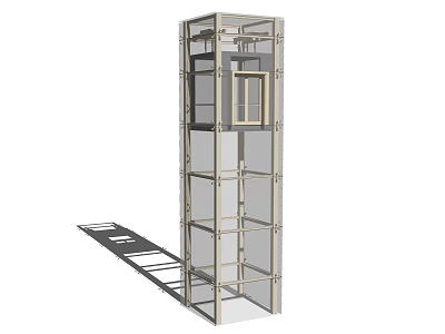 Elevator Structural Design With Metal Framework And Vertical Interior Components 3d model