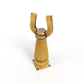 Yellow Industrial Mechanical Equipment With Fork Shaped Top And Cylindrical Base