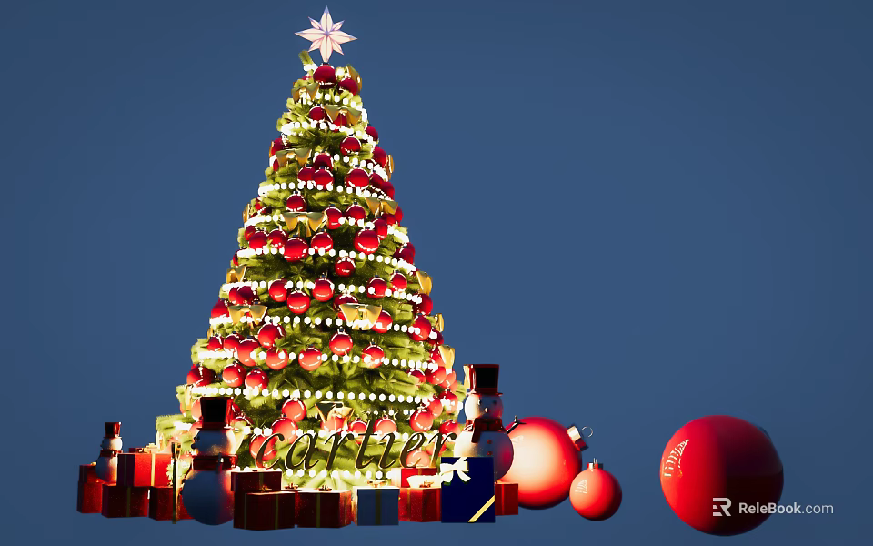 Commercial Christmas Decoration Equipment With Large Tree Ornaments And Festive Displays 3d model 