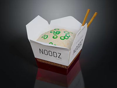 Delicious Noodoz Asian Food Takeout Box With Chopsticks And Fresh Meal 3d model