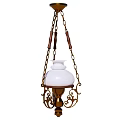 Elegant Brass Chandelier With White Lampshade Ornate Metal Frame And Chains