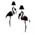 Flamingo Shaped Sequin Floor Lamp With Pink Body And Black Shade