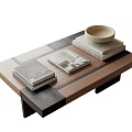 Tea table ornaments books 3d model