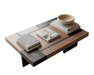 Tea table ornaments books 3d model