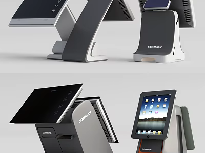 Modern Commercial POS Terminals With Display Screens And Adjustable Stand Designs 3d model