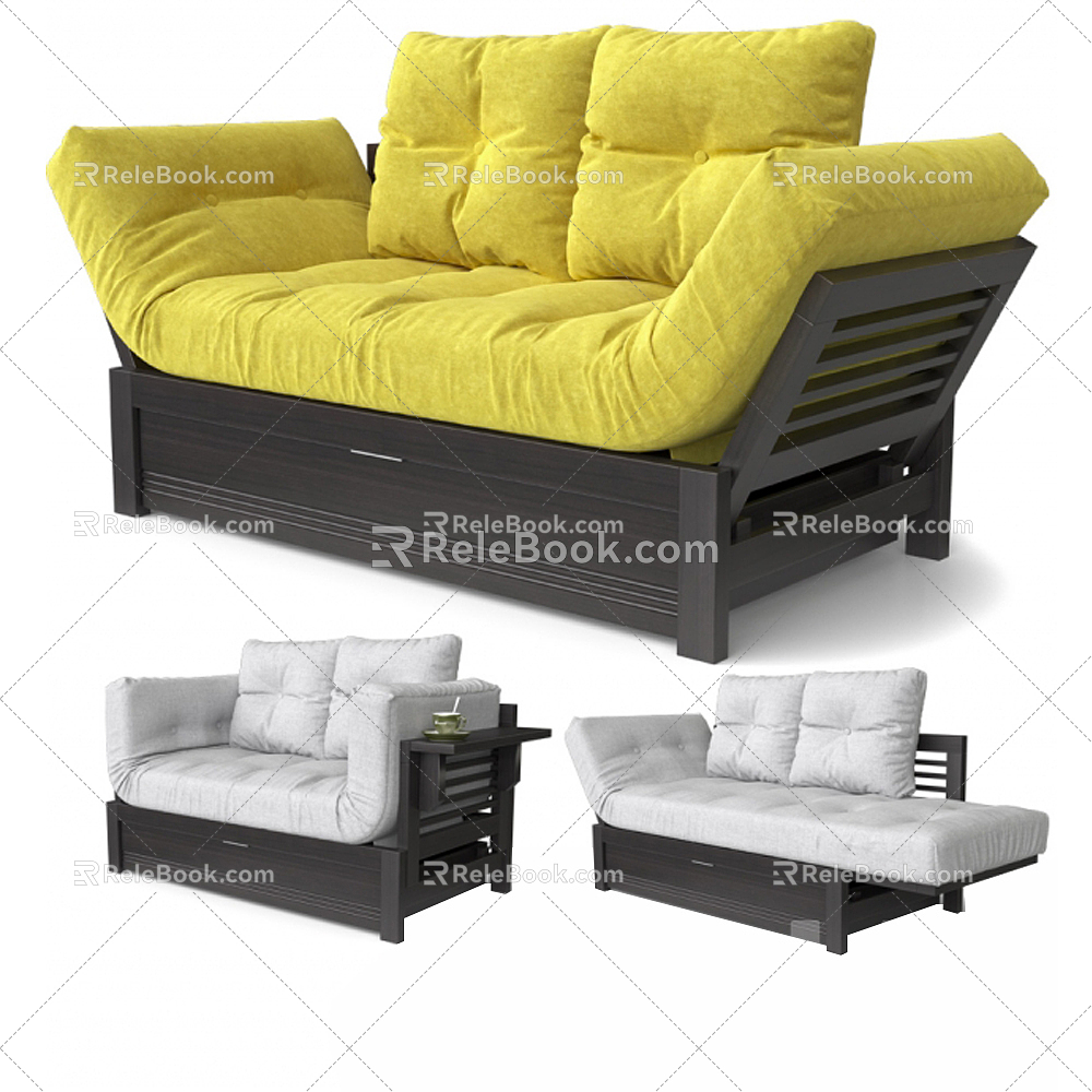 New Chinese-style double sofa 3d model