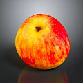 Fresh Ripe Red and Yellow Apple on Dark Background with Shiny Reflection