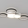 Modern Ceiling Lights With Circular Arched Square Design Black Golden Frames And White Light 3d model