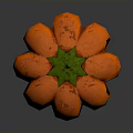 Orange Pumpkin Decorative Household Item with Green Stem and Textured Surface for Home Decoration