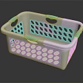 Durable White Plastic Perforated Storage Basket With Handles For Home Organization 3d model