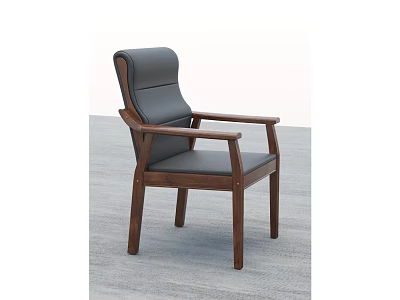Modern Office Chair With Wooden Frame Dark Padded Seat And Armrests 3d model