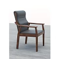 Modern Office Chair With Wooden Frame Dark Padded Seat And Armrests
