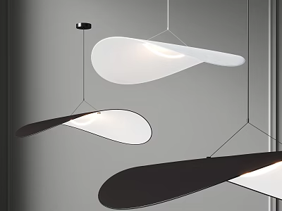 Modern Pendant Lights Design With Sleek White And Black Curved Shades 3d model