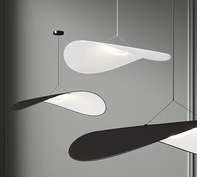 Modern Pendant Lights Design With Sleek White And Black Curved Shades 3d model