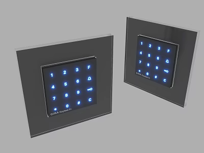 Smart Switch Panels With Black Frame Glass Surface And Blue LED Backlit Buttons 3d model