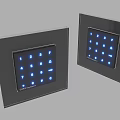 Smart Switch Panels With Black Frame Glass Surface And Blue LED Backlit Buttons 3d model