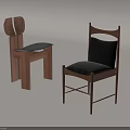 Stylish Contemporary Wooden Single Chairs With Black Seats And Unique Backrest Designs