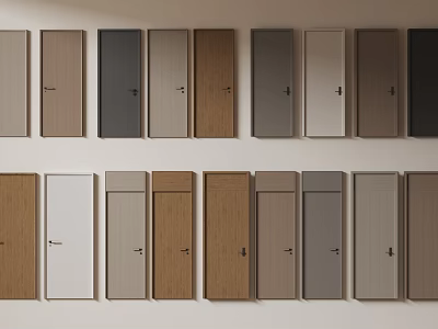 Assorted Hinged Doors in Multiple Colors and Wood Textures for Home Interior 3d model