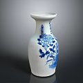 Intricately Carved Ceramic Vase Featuring Blue And White Floral Sculpted Patterns