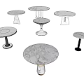 Modern Dining Tables With Marble Tops And Various Pedestal Designs 3d model