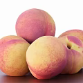 Fresh Ripe Juicy Peaches Stacked On A Wooden Table Surface