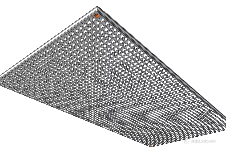 Perforated Metal Suspended Ceiling Panel With Grid Pattern And Decorative Design 3d model 