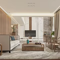 Traditional Duplex Living Room With Large Windows Bonsai And Curtains