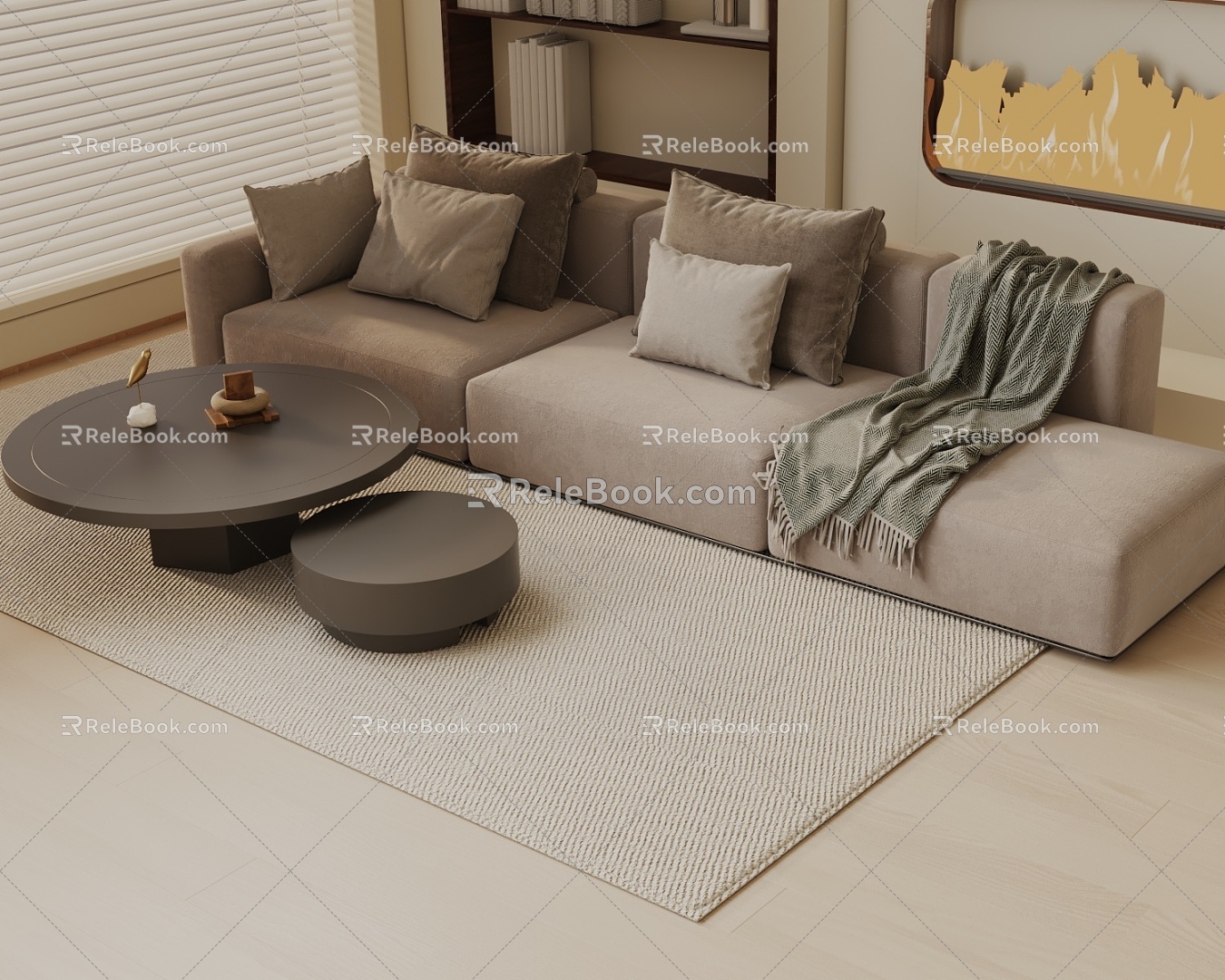 Three-seat sofa 3d model