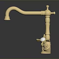 Elegant Golden Faucet With Curved Spout Decorative Knob And Pearl Accent
