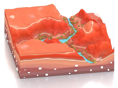 Topography, Topography, Geomorphology, Elevational Difference, Geographical Block, Thermal Diagram, Plateau Mountains, Mountain Rivers and Canyons 3d model